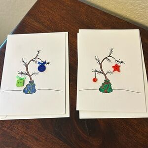 🔥3 for $10🔥Hand Drawn Charlie Brown Christmas Tree Merry Christmas Cards